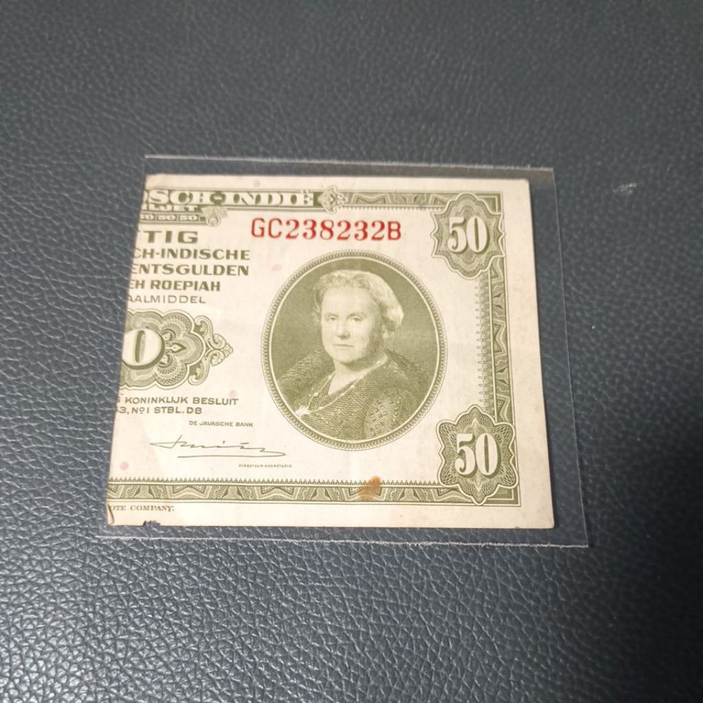 Uang kuno senering 50 Gulden Nica Nederlandsch indie