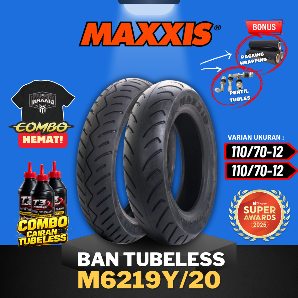 [READY COD] BAN MAXXIS M6220  / M6219 Y BAN MAXXIS RING 12 110/70-12 / BAN MAXXIS FAZZIO TUBELESS BA