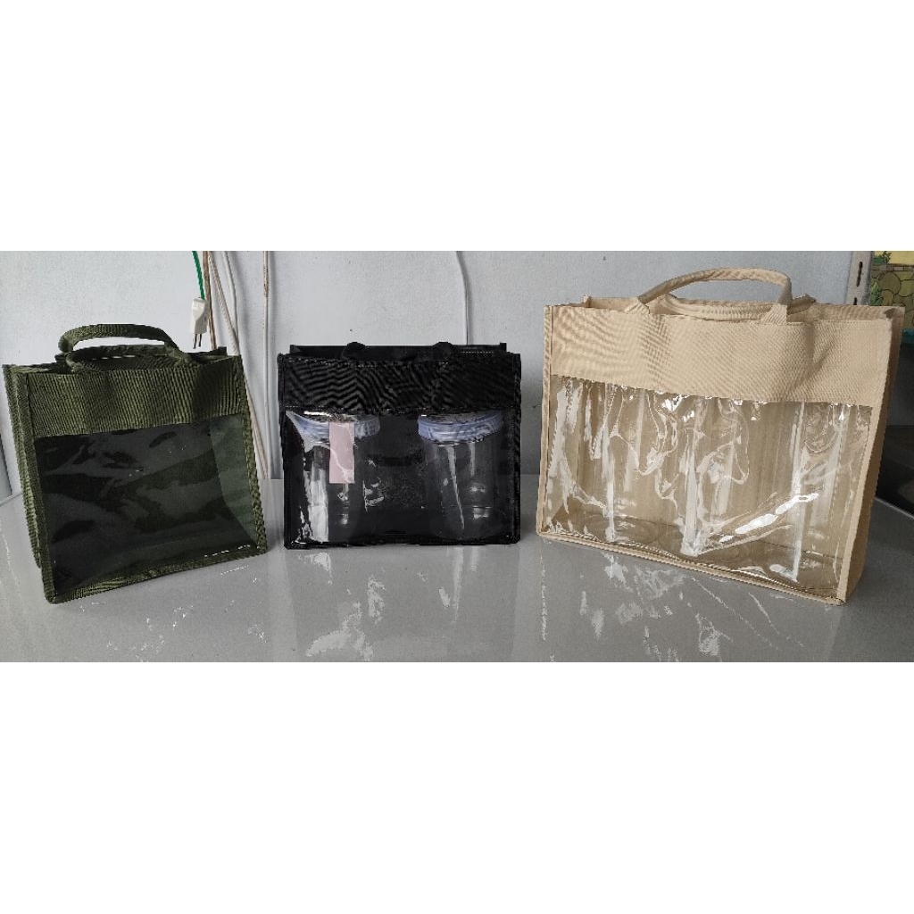 Tas Kanvas Transparan, Tas Toples Kue Kering Lebaran, Tas Estetik 20x10x20, 25x10x20, 30x10x25