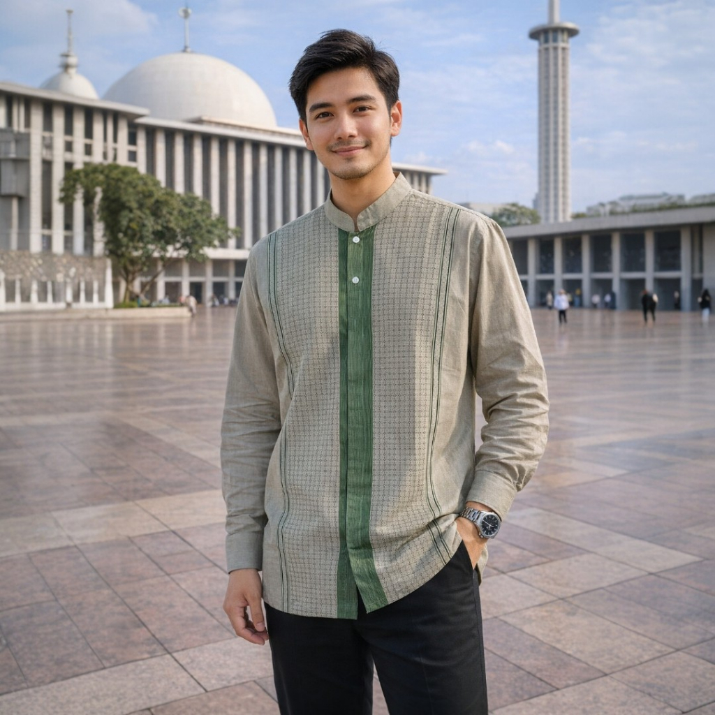 Kemeja Koko pria satin premum