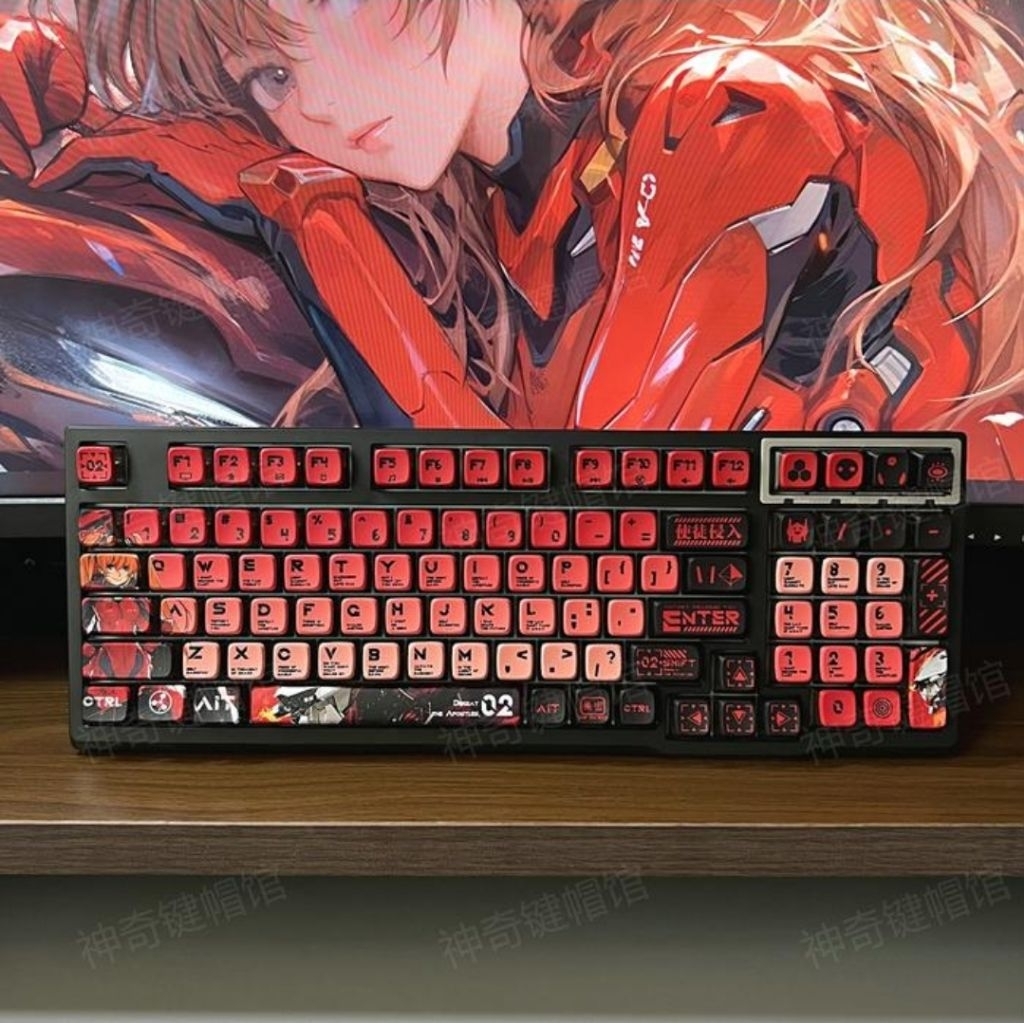 keycaps keyboard asuka Eva 02 tranparent pbt new