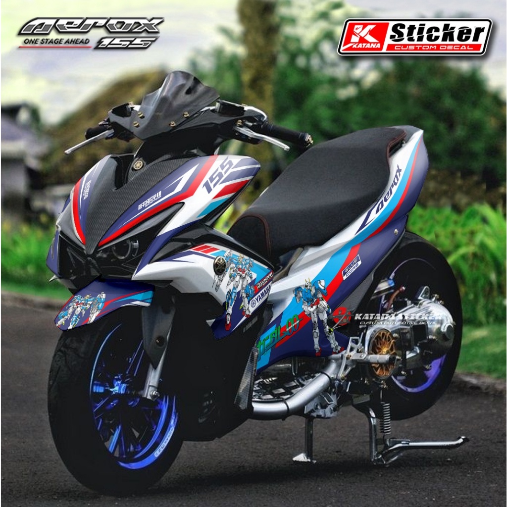 Decal Sticker Full Body Yamaha Aerox 155 Stiker Dekal Motor Aerox 155 Full Body Old Motif Gundam