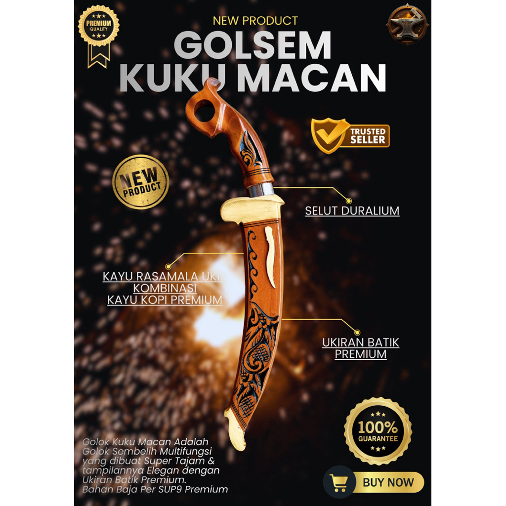 [BILAH PREMIUM] GOLOK SEMBELIH KUKU MACAN GOLOK BAJA SUPER TAJAM Bahan Baja Per SUP9 Asli Original