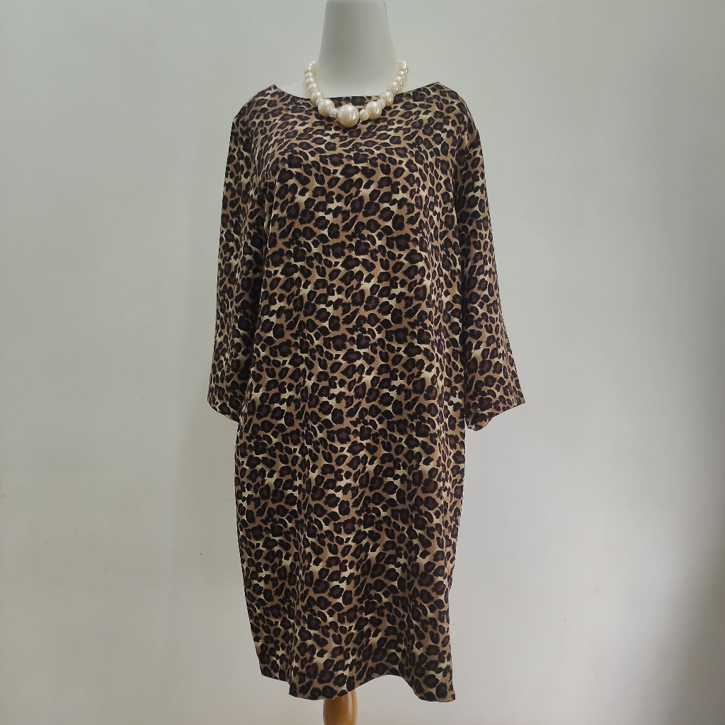 EPRISE la carriere Dress Wanita Motif Leopard Macan - Gamis Pendek / Tunik Casual Elegant (AVCBB010)