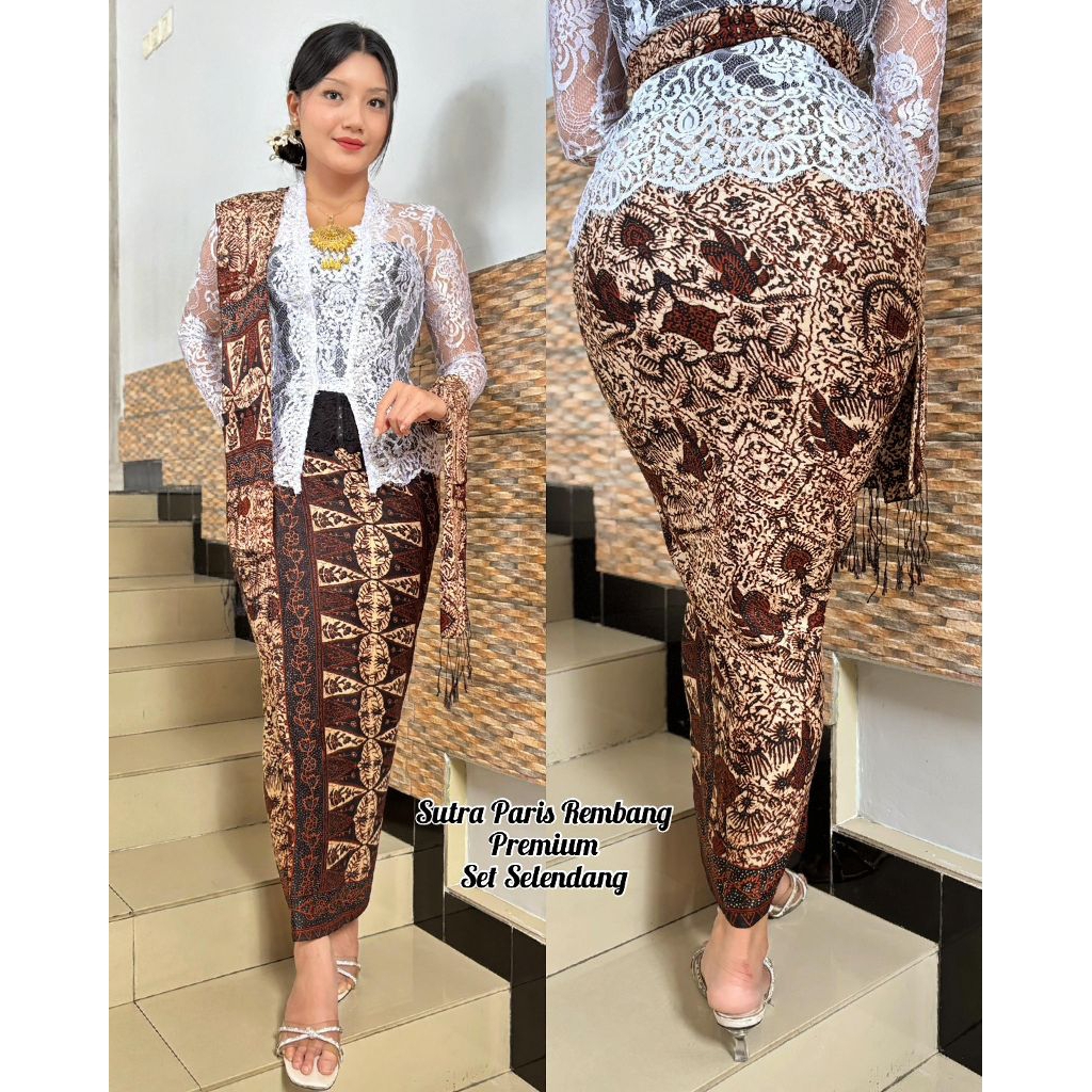 kamen batik rembang sutra bali lembaran set selendang