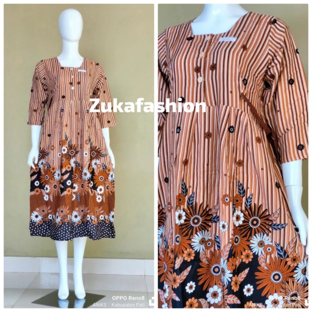 ZUKAFASHION - Daster Batik H.A.P Chibi Lengan 7/8 Homedress Panjang Halus Lembut Nyaman