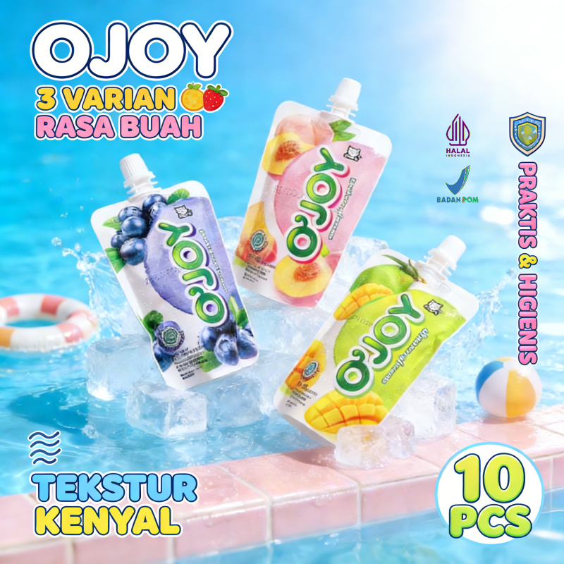 [PAKET 10 PCS] Ojoy Minuman Jelly 3 Rasa - Pilih: Blueberry / Honey Peach / Mangga - Jeli Ojoy Halal