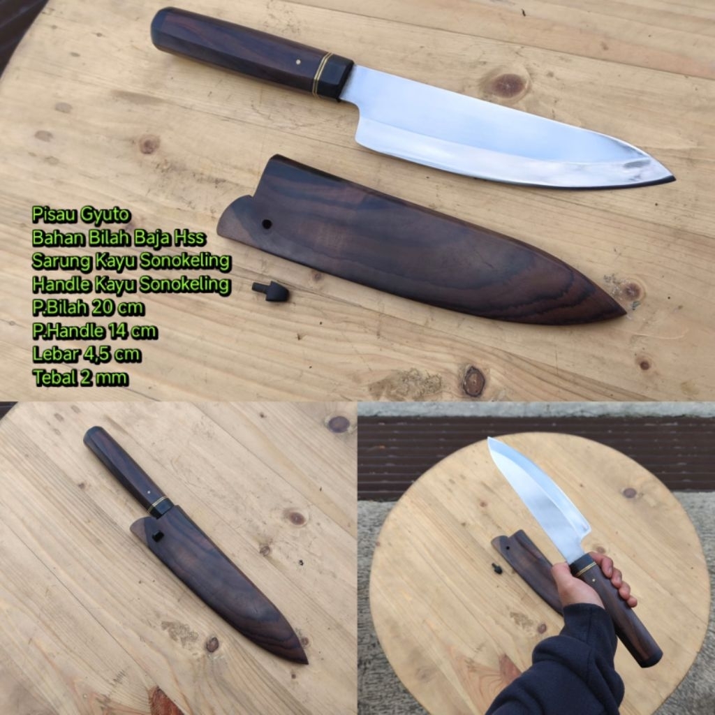 pisau jepang gyuto hss steel kayu sono keling