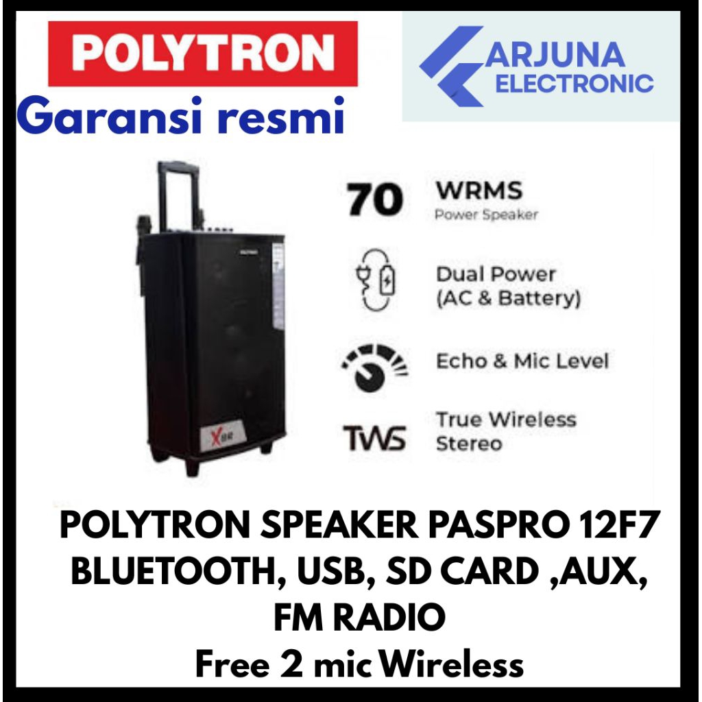 POLYTRON PASPRO 12F7 / PAS 12F7 / PASPRO12F7 SPEAKER BLUETOOTH KARAOKE