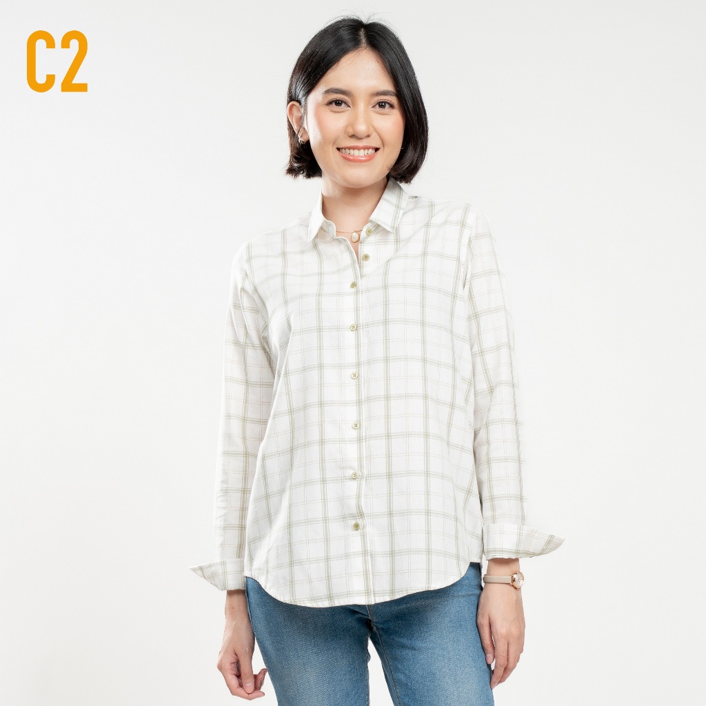 C2 Greizh Green Kemeja Casual Wanita