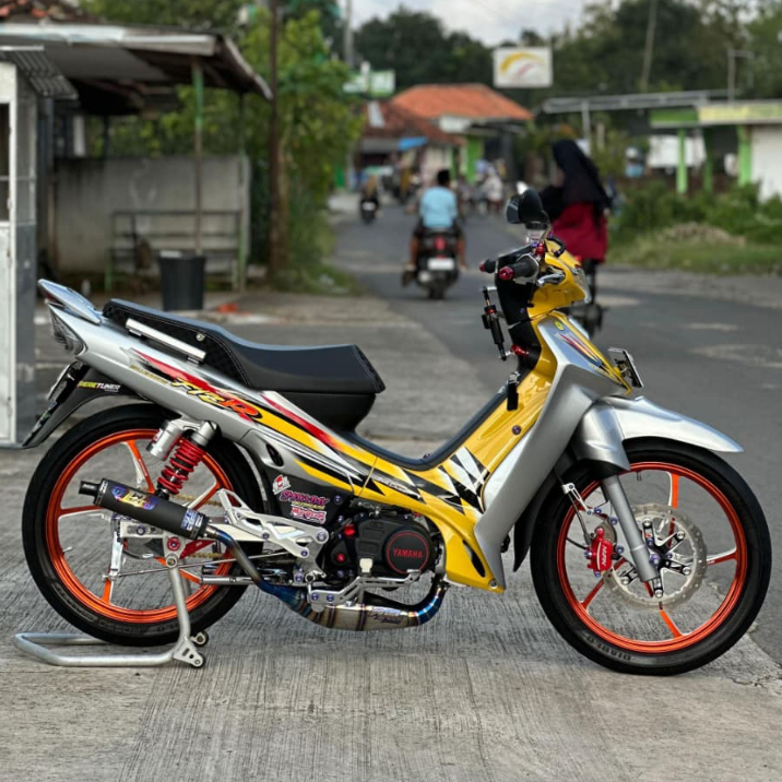 Knalpot Yamaha FIZ R, FIZ, Force One Half Blue KOLONG COBRA Silencer Carbon Plain Doff & Catur Gloss