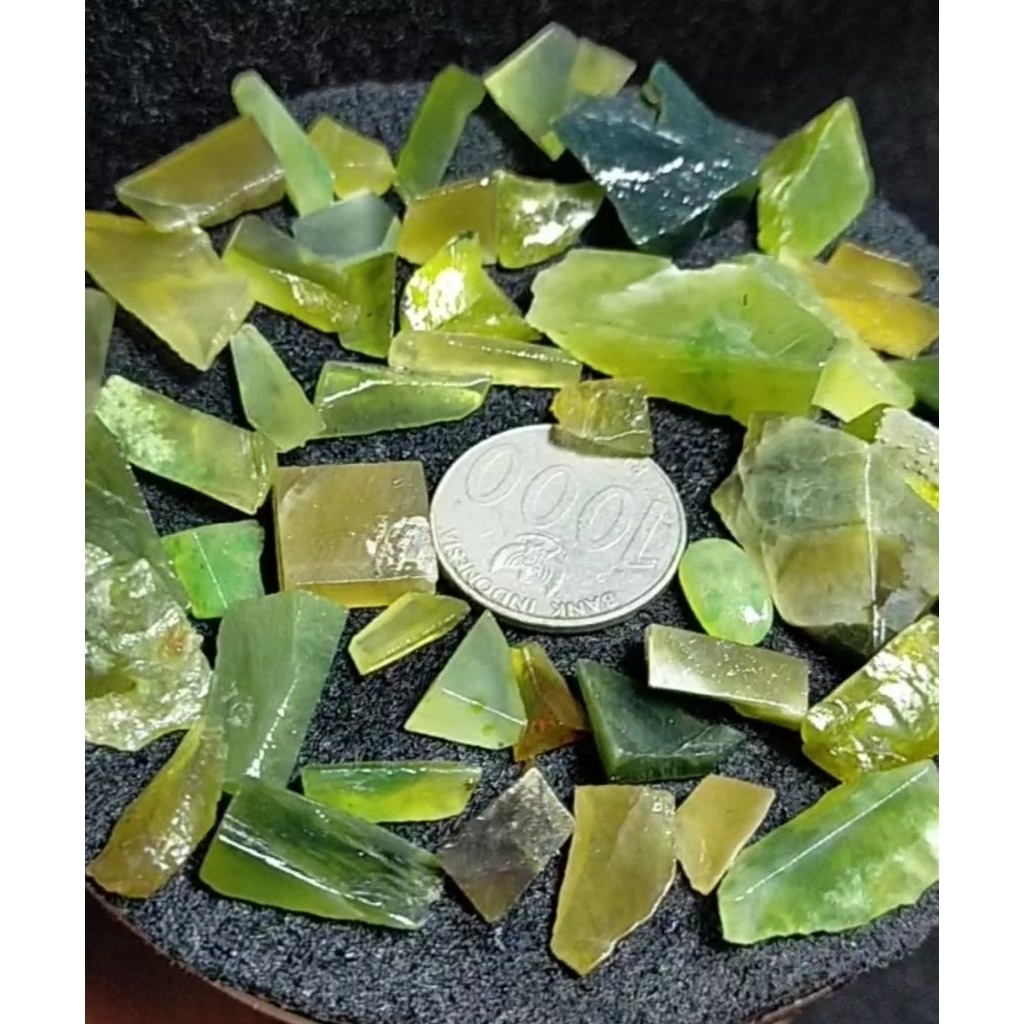 X21 - 50 Pcs - Batu Idocrase ACEH Potekan - Serpentine Lumut Ice Jade Solar Lumut Murah
