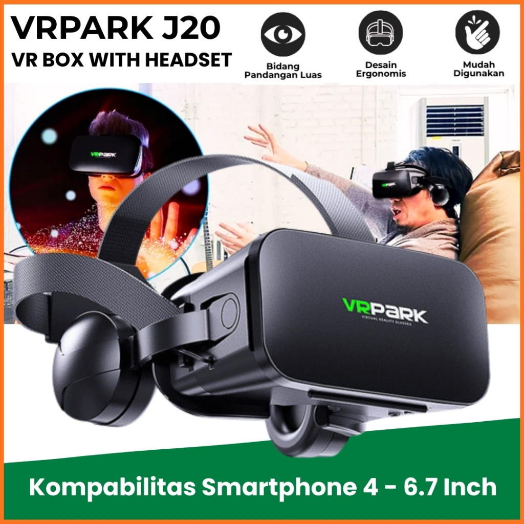 MS VRPARK Vr Box Headphone Virtual Reality 3D Glasses Kacamata Vr Android Game Untuk Semua Hp - J20