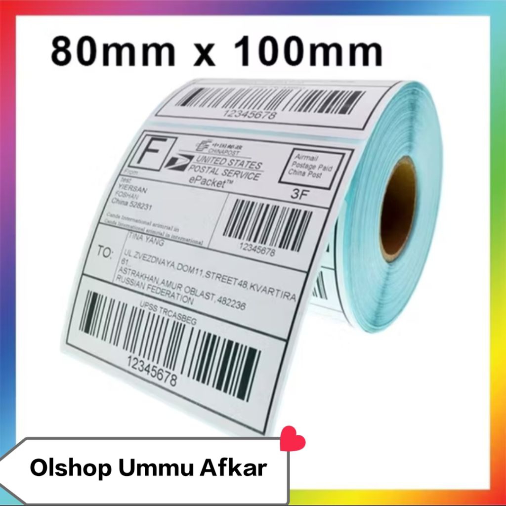 LABEL THERMAL 80 X 100 mm KERTAS STICKER DIRECT THERMAL 80x100 mm / KERTAS RESI THERMAL