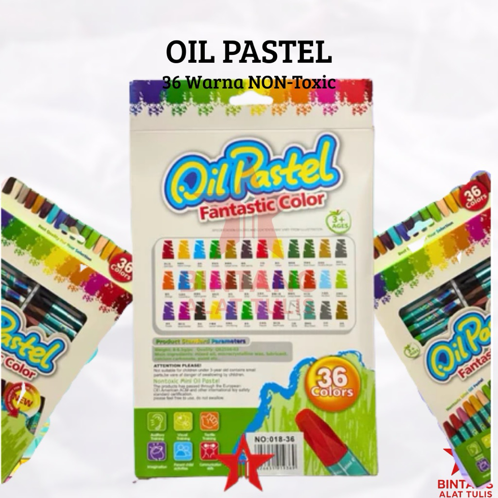 Oil Pastel BINTANG 36 Warna Non-Toxic | Krayon Warna Lengkap untuk| Fantastic Color Oil Pastel