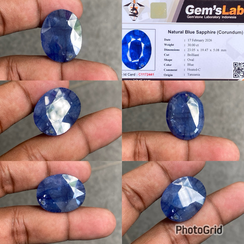 Natural Blue Sapphire corundum asli Batu Blue Safir Africa Sapphire big size Dim 25.05x19.47x5.08 CT