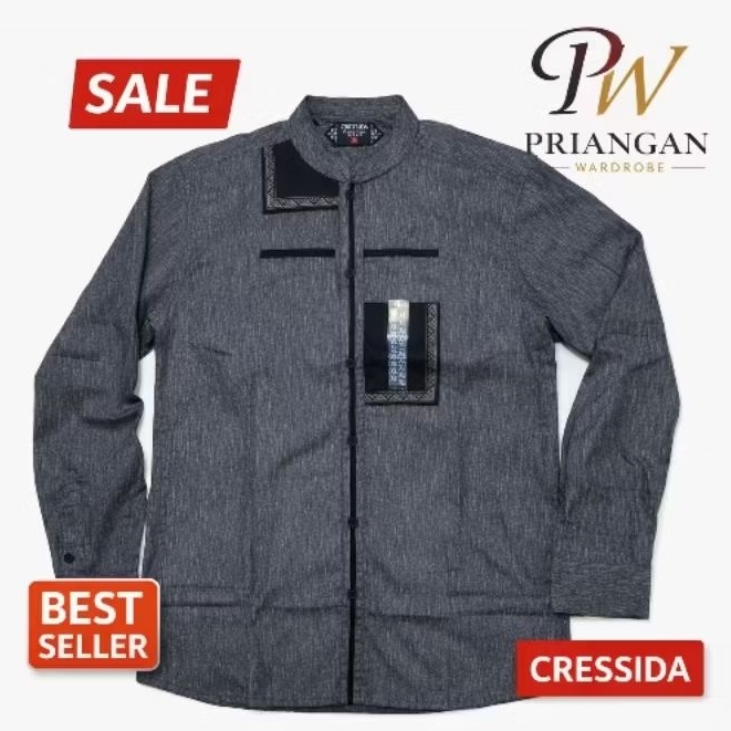 Kemeja Koko Pria Cressida Original Slim Fit Lengan Panjang Baju Muslim Pria Modern Elegan