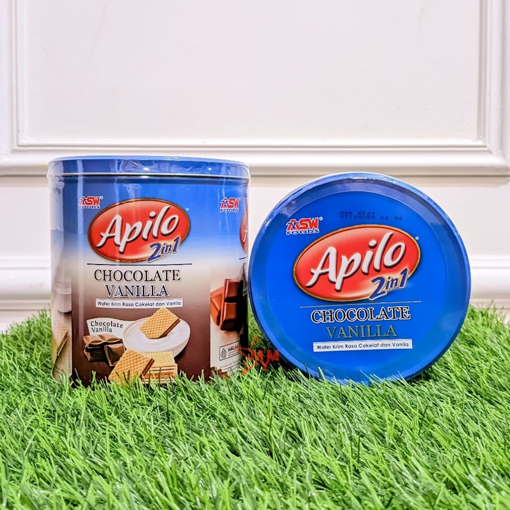 Apilo Wafer 2 in 1 Chocolate Vanilla Kaleng 290g