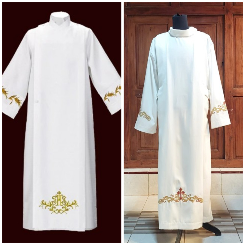 Yeraya Alba Bordir Salib Merah Bordir IHS Gold ALBA KATOLIK ALBA LEKTOR ALBA PRODIAKON JUBAH LEKTOR 