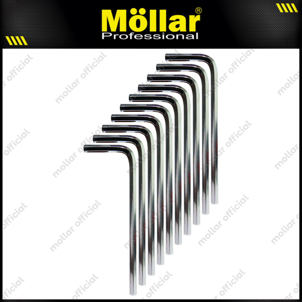MOLLAR Set 10 pc Kunci L Pendek 4 mm Flat Hex Key Short Hexagon Wrench Original
