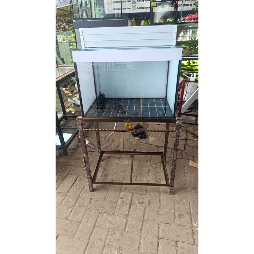 AQUARIUM KACA 60 40 40 set rak dan media filter