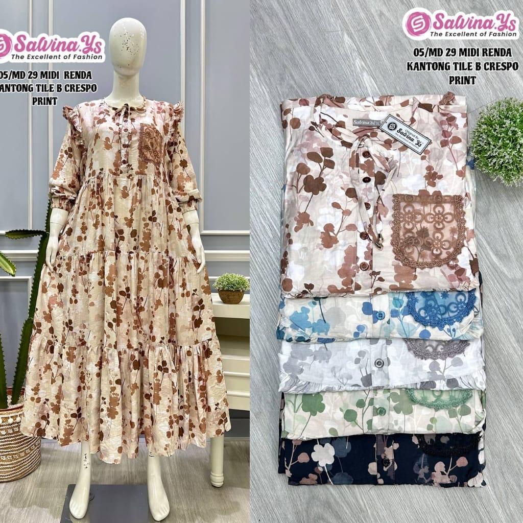 Gamis Salvina Renda Motif Crespo Print