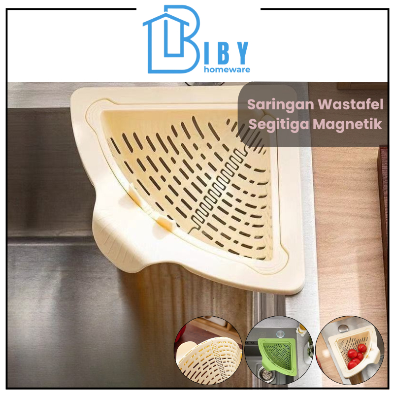 BIBY Penyaring Sampah Wastafel Saringan Bak Cuci Piring Sudut Dapur/Rak Penyaring Sampah Wastafel/Sa