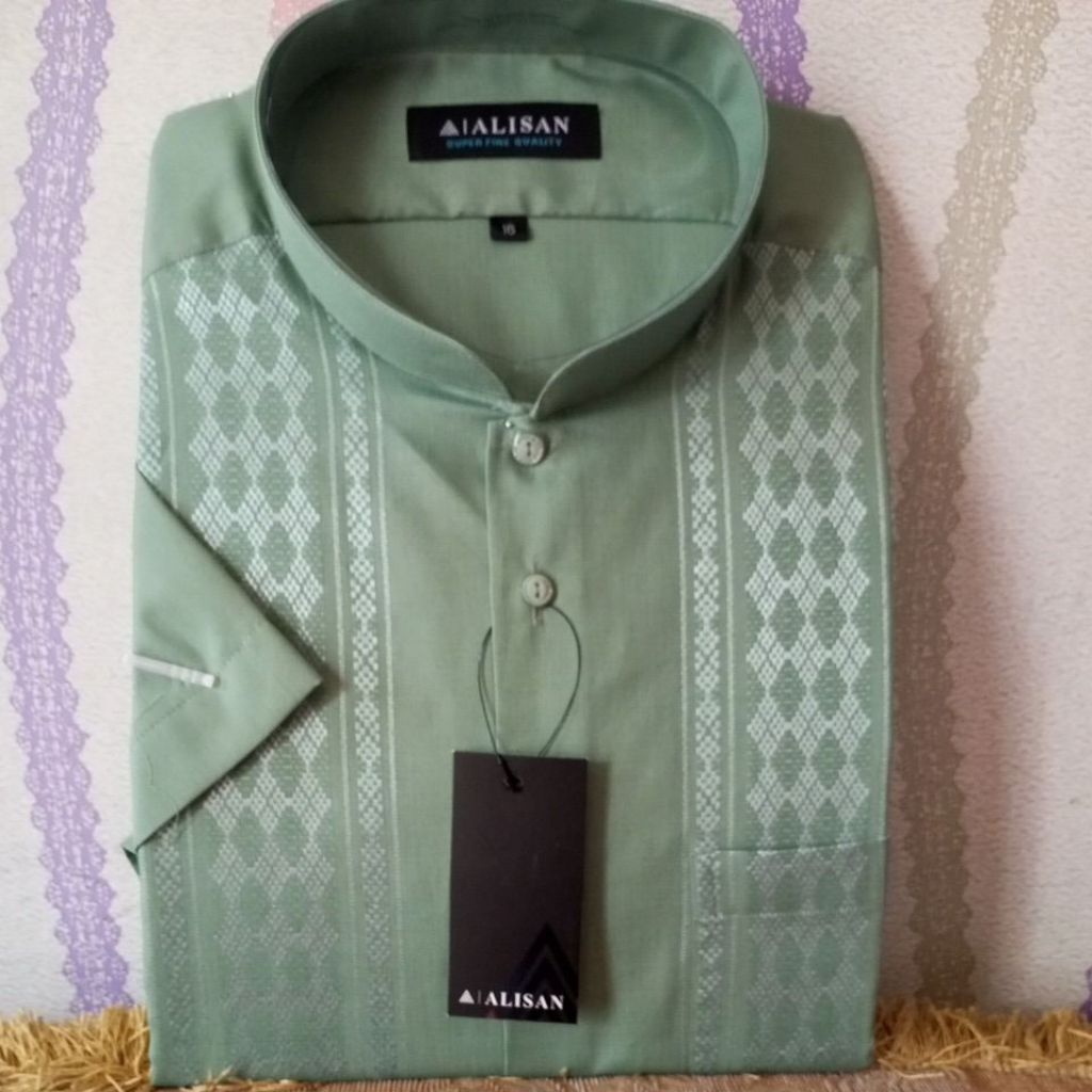 koko Alisan lengan pendek, kemeja Koko kerah Shanghai lengan pendek