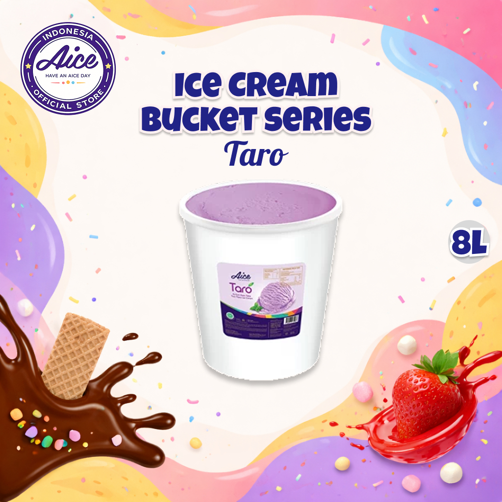 AICE Es Krim Bucket 8L Rasa Taro Susu Kemasan besar