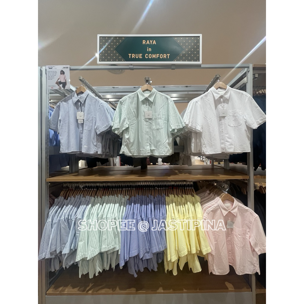 Kemeja Oxford Boxy Lengan Pendek Wanita UNIQLO JASTIP