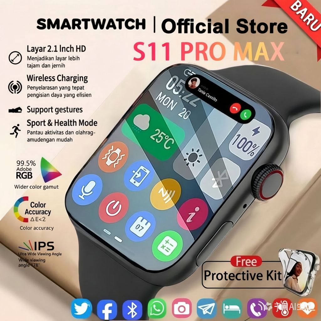 Jam tangan Smartwatch Watch 11 &10Jam Pintar Olahraga Bluetooth smartwatch pria & smartwatch wanita
