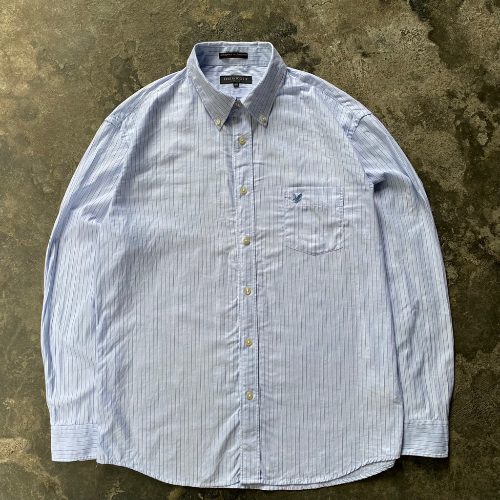Lyle & Scott Blue Striped Long Sleeve Shirt scnd prlvd original