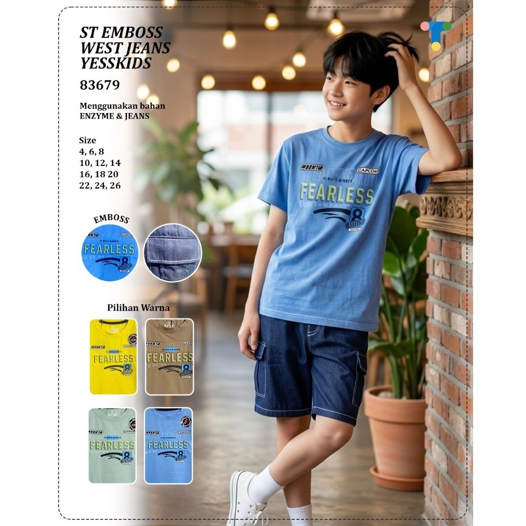 Setelan anak laki laki celana west jeans pendek oriboys premium  2-13 tahun