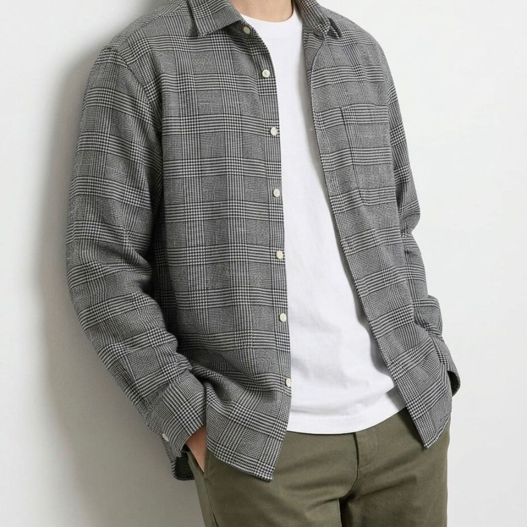 Kemeja Flanel UNIQLO GU Abu Size M/L