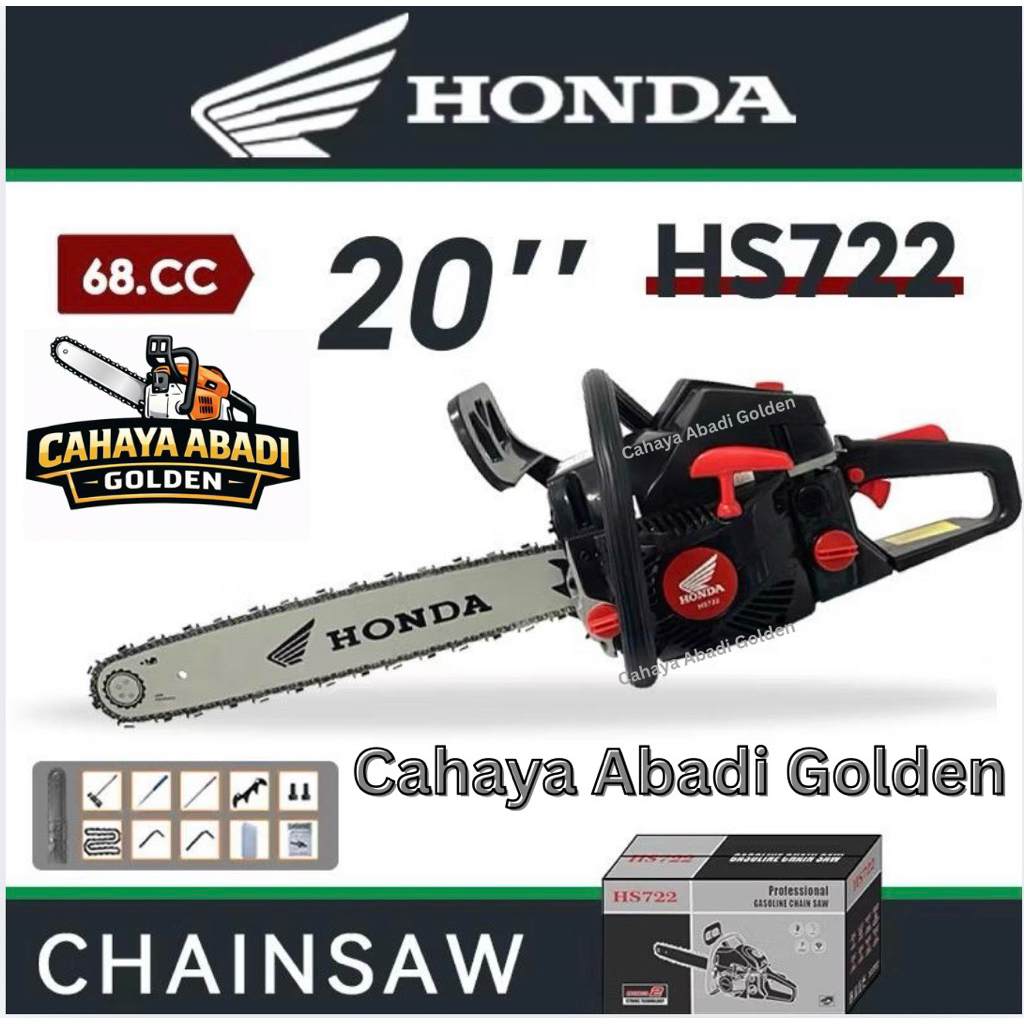 Mesin Chainsaw Senso Gergaji Mesin HONDA HS722 Bar 20 Inch FULLSET LENGKAP