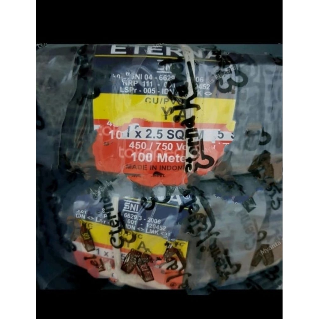 KABEL LISTRIK KAWAT TUNGGAL NYA 1x2,5mm 2.5mm ETERNA ROL 100 METER