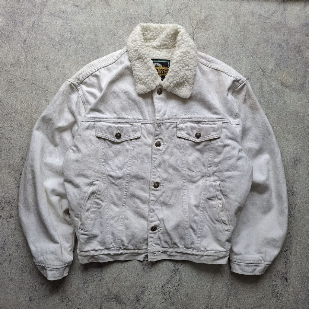 Trucker Denim Sherpa by Express (White)