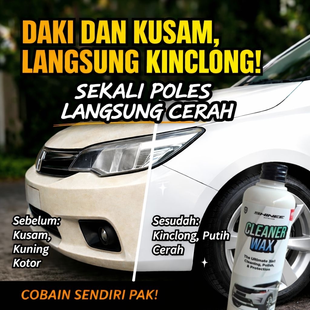 Cleaner Wax SHinee | Poles Body Mobil Penghilang Baret Wax Pengkilap Mobil Putih