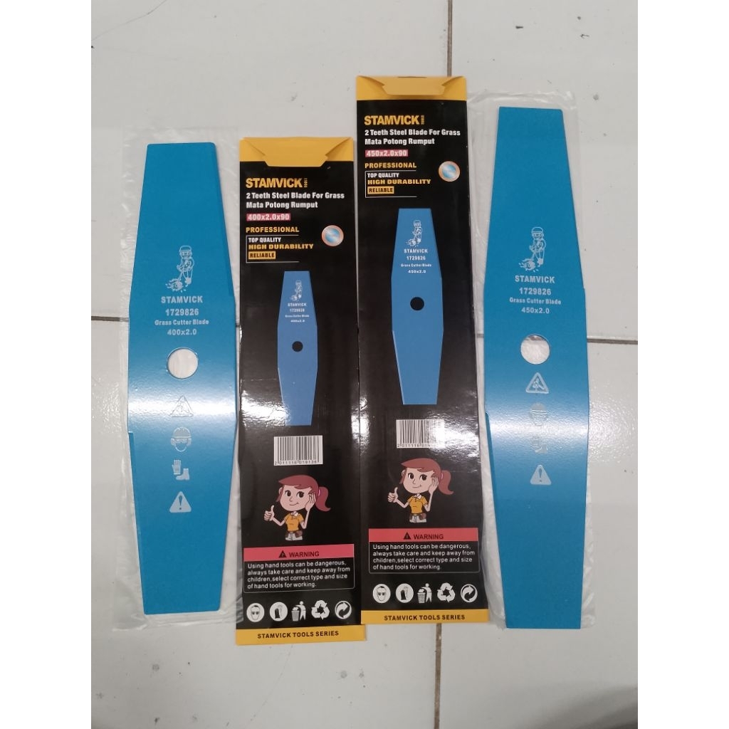 Mata Pisau Mesin Potong Rumput Stamvick 35.5cm /40cm/45cm Lebar 9cm x 2mm Baja Asli Super Tajam