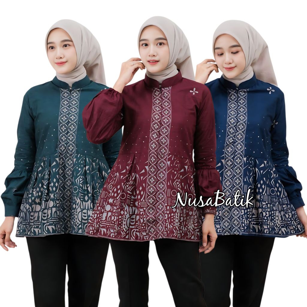 ATASAN BATIK WANITA MODERN BAJU BATIK KANTOR WANITA BATIK NEW BLUS SERAGAMAN