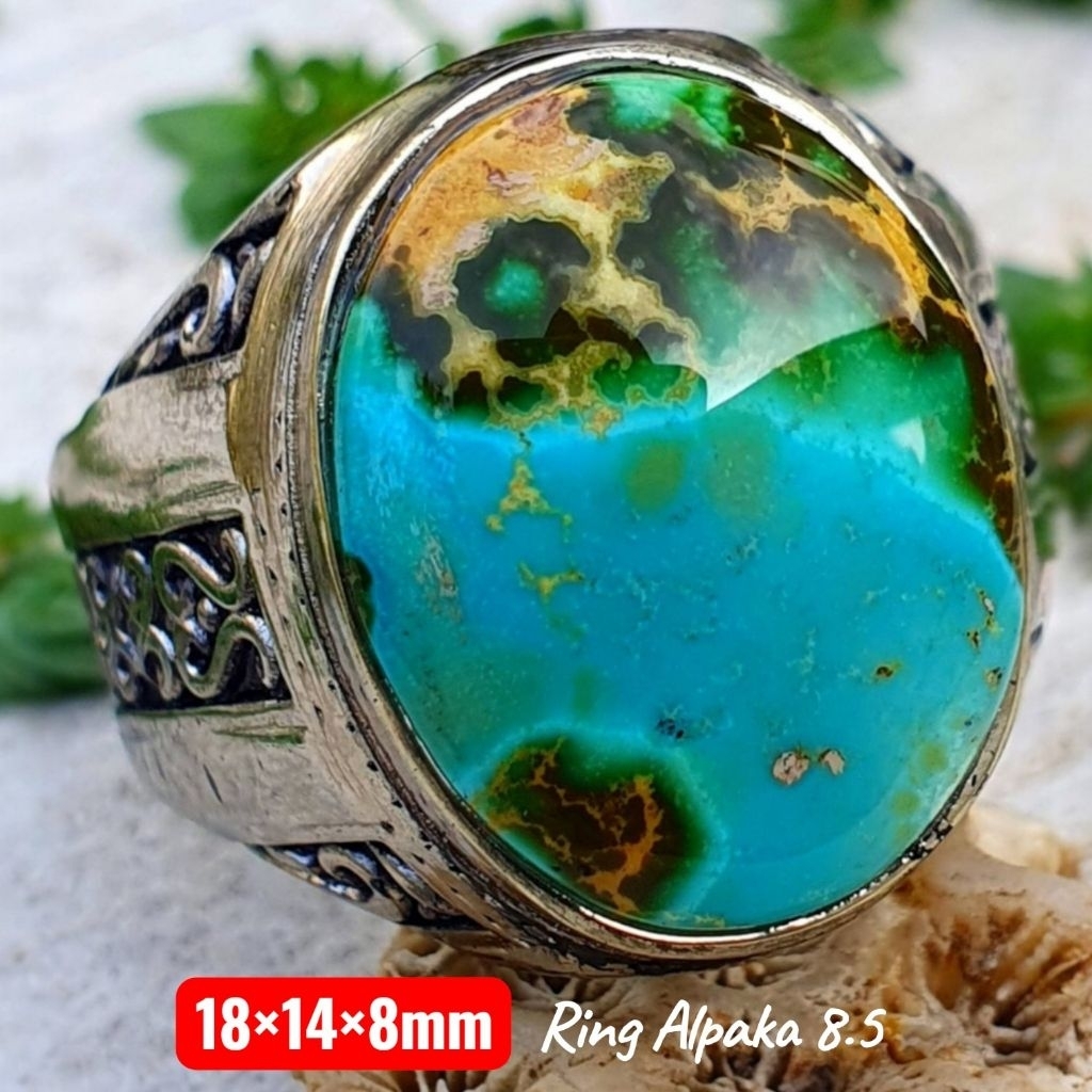 Natural Pirus Persia Kombinasi Hijau Tua dan Biru Indah