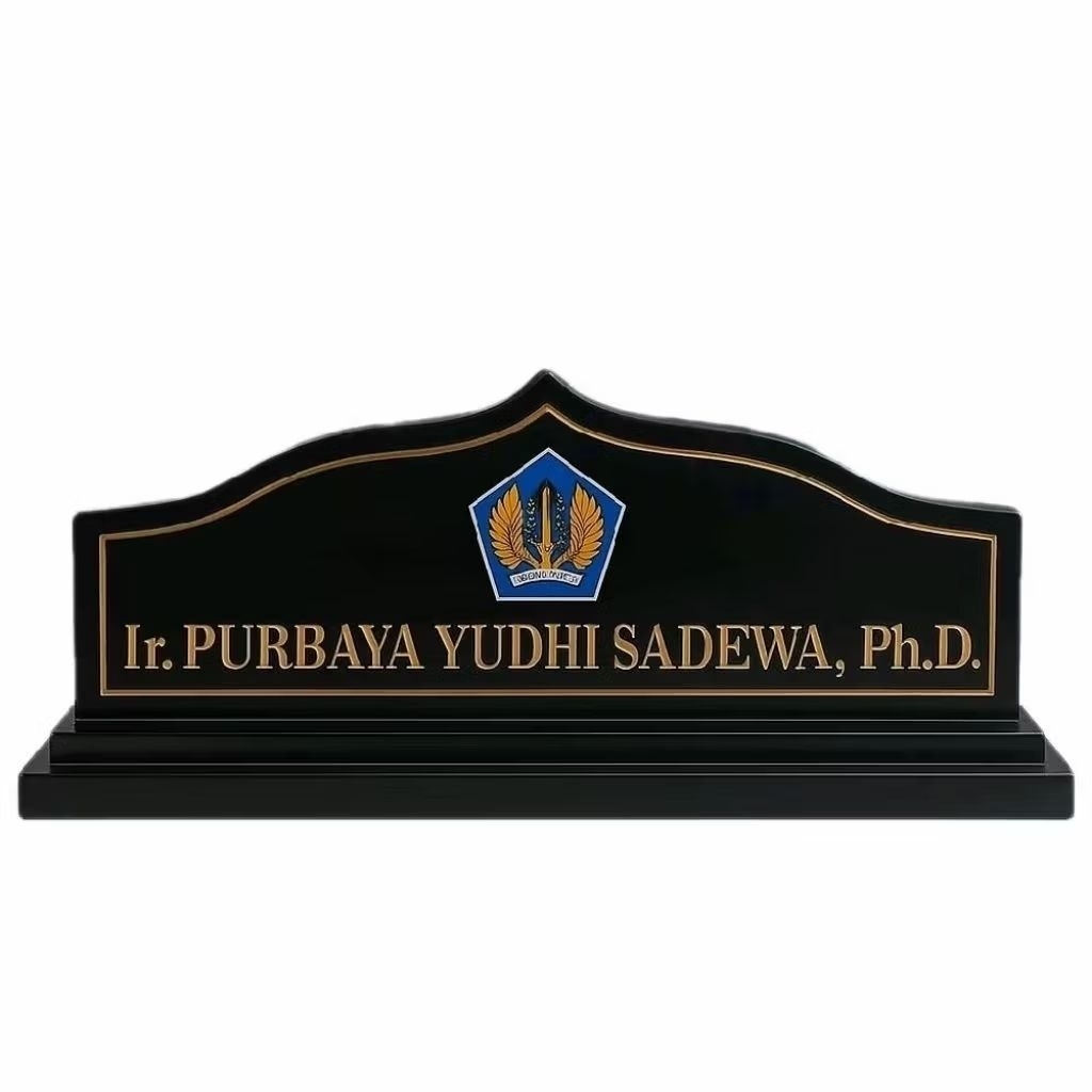 Papan Nama Meja Marmer Custom Ukir Grafir - Name Plate Meja Kerja Pejabat Eksklusif - Papan Nama Jab