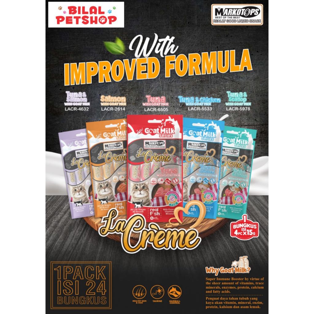 Markotop La Creme Creamy 4pc x 15 g Snack Kucing Markotops Car Treats Cemilan