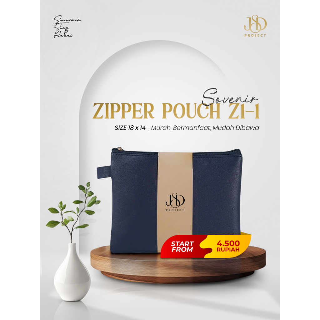 SOUVENIR POUCH ZIPPER 18 x 14 CM INCLUDE PACKING PLASTIK DESAIN CUSTOM ZIPPER POUCH Z1-1 18 x 14 CM