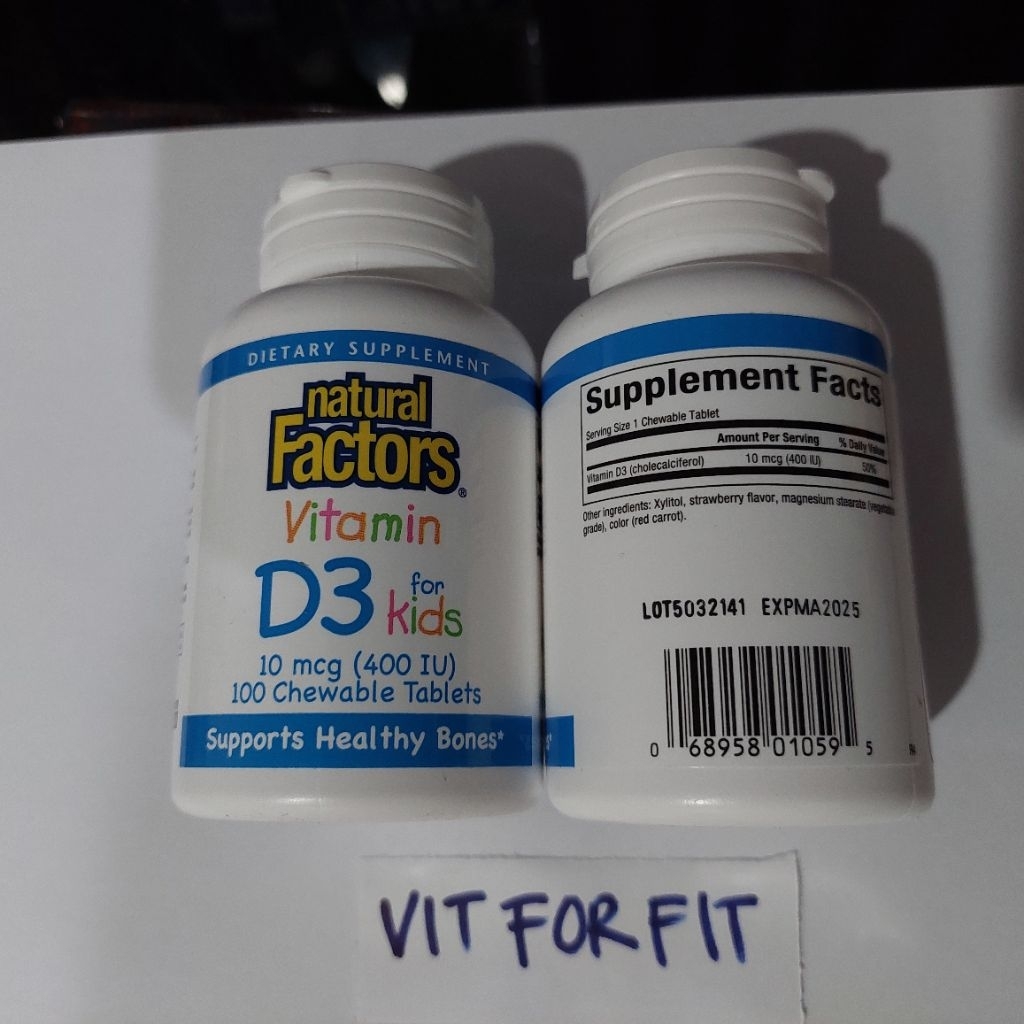 Natural Factors D3 400 iu kids - 100 chewable tabs || 400iu anak