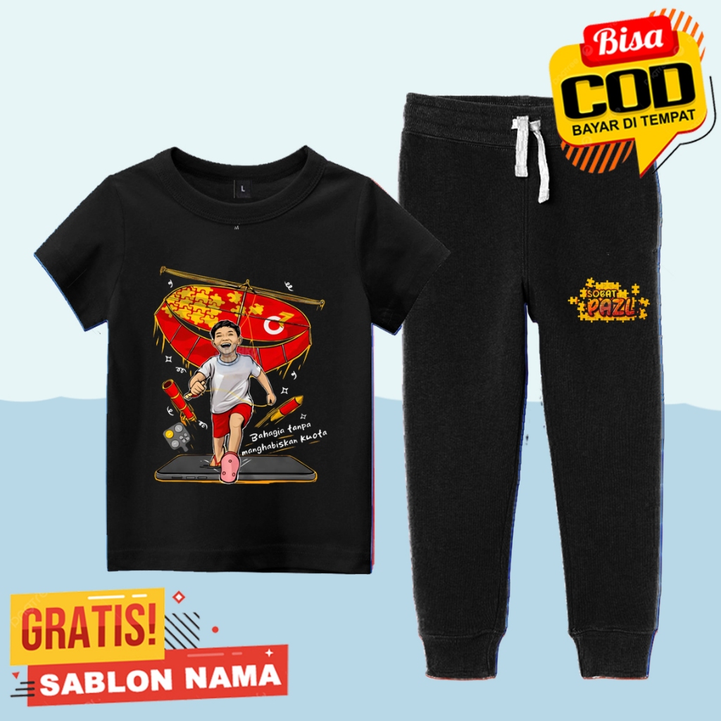 SETELAN ANAK Zulfa Lanang SOBAT PAZL - KAOS & JOGGER ANAK Zulfa Lanang Sobat PAZL