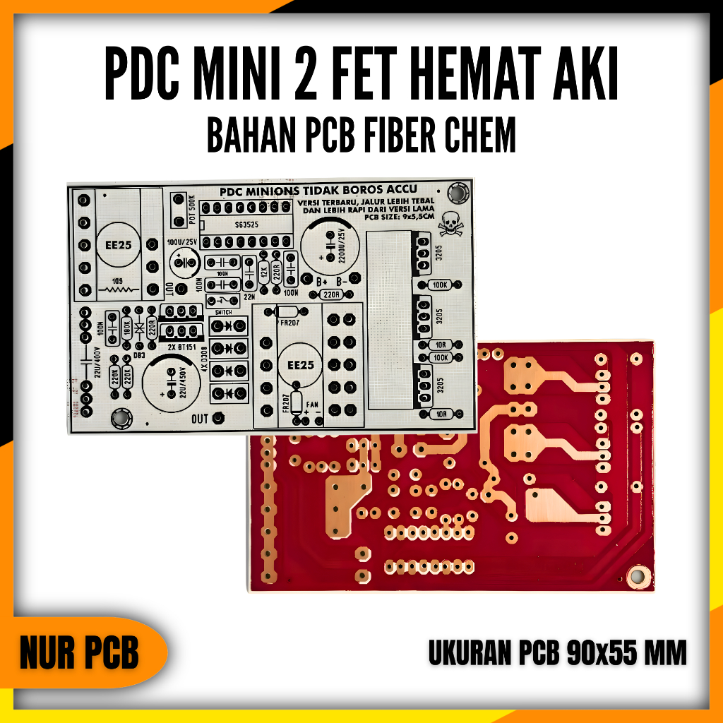 PCB PDC Mini 2 FET Hema Aki 12VDC Inverter PCB EE25 Fiber PCB DIY Box x3 x4 PDC-002