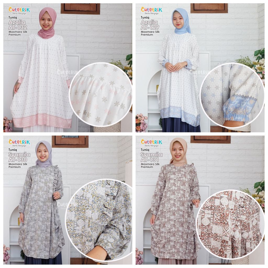 Tunik Azalia Cutetrik Couple Ibu Anak dan Remaja/ Long Tunik Cutetrik Terbaru 2025