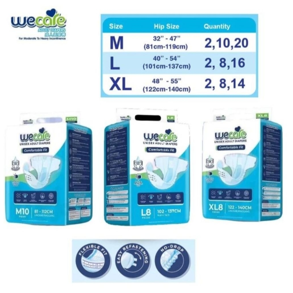 popok dewasa perekat wecare M10, L28 , XL6 , M2, L2,XL2