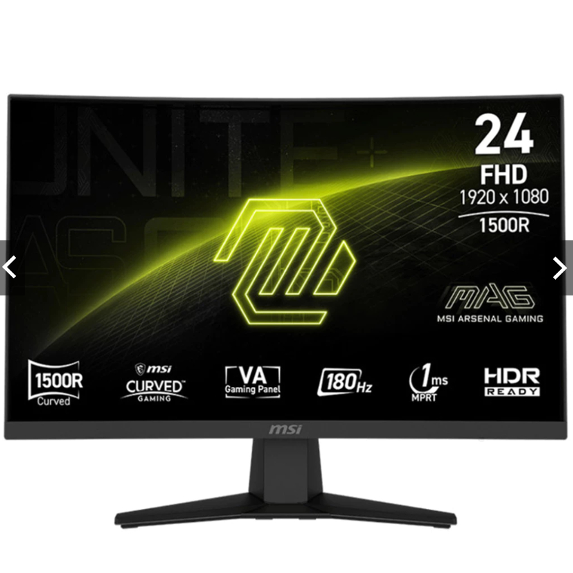 MSI GAMING MONITOR CURVED 24 INCH MAG 244C / MAG244C 1500R VA FHD 1080P 1MS 180HZ 3Y